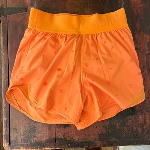 Orange Speed Up Lululemon Shorts 4 inch